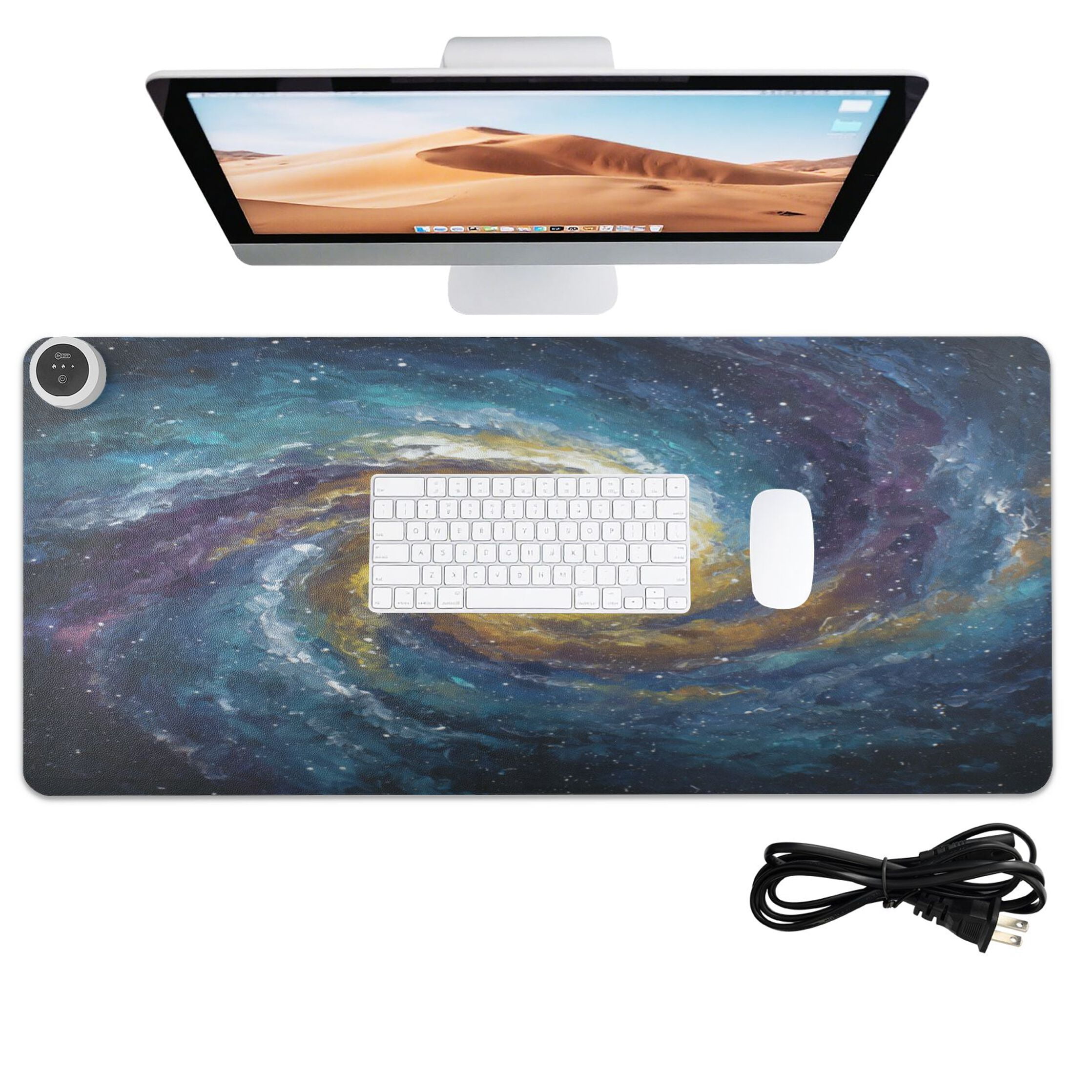 Wobogo Cosmic Spiral Heated Mouse Pad Extra-Large Desk Mat With 3 Heating Levels and 3-hour Auto Shut-Off Protection Ideal for Computer Keyboards Home Office Hand-warming Essential 31.5in × 13in