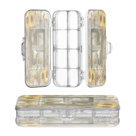 Wobogo Country Goose Clear Pencil Case Plastic Pencilboxes Stackable Design Study Materials for Classroom Office