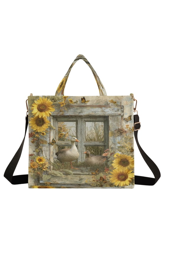 Wobogo Country Goose Corduroy Tote Bag for Women Travel Crossbody Bag Purse Women Shoulder Bags Work Handbags Daily Commuter Bag 10.2×9inch