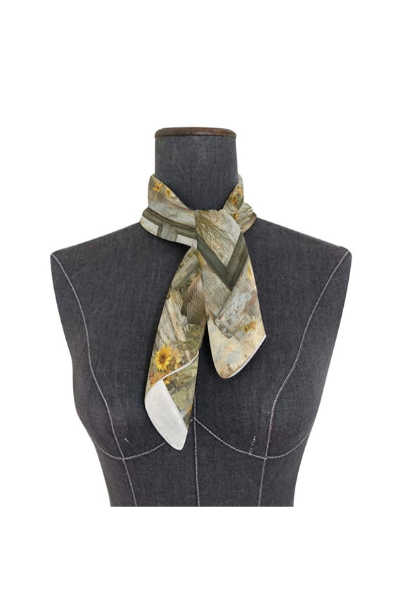 Wobogo Country Goose Square Scarf 23.62 x 23.62 In Lightweight Polyester Silk-Feel Neck Scarf for Women Fashion Head Scarf Hair Wrap Bandana