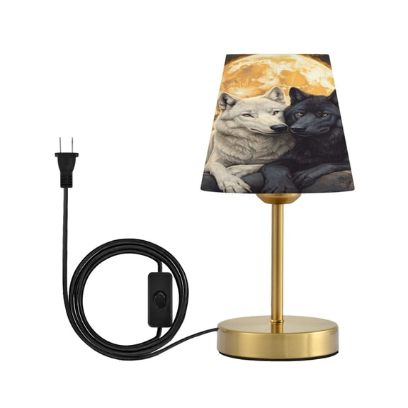 Wobogo Cozy Two Wolves Table Lamps Three-channel Adjustable Lighted Antique Brass Metal Base Simple Modern Style for Bedroom Nightstands Living Room and Office