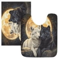 thumbnail image 1 of Wobogo Cozy Two Wolves U-Shaped Toilet Bath Mat Set Super Soft Absorbent Quick Dry Memory Foam Non Slip Bathroom Rugs for Tub Shower and Single Sink, 1 of 9