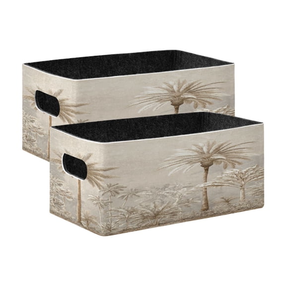 Wobogo Creamy Linen Coconut Tree Decorative Folding Storage Basket Felt Organizer Bin for Toys, Clothes, Desk