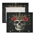 thumbnail image 1 of Wobogo Crown Skull Black Pattern A4 Size Clear Polyester File Pocket Set of 2 Zipper Home Work Office Organizer, 1 of 7