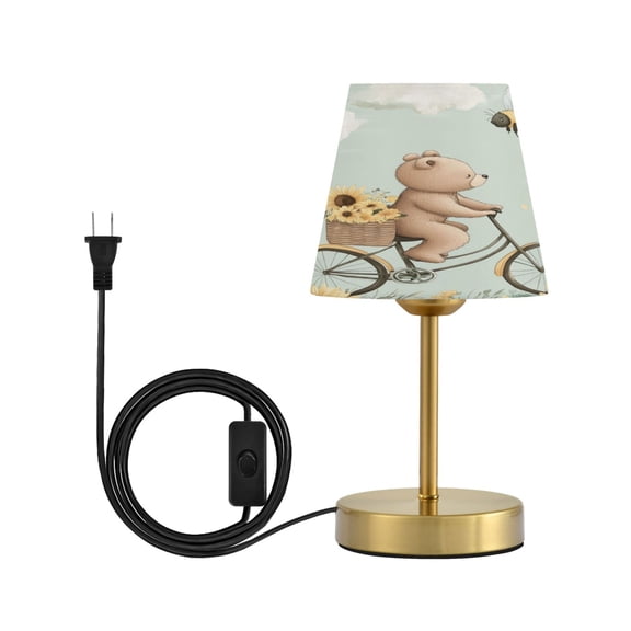 Wobogo Cut Bear Riding Bicycle Table Lamps Three-channel Adjustable Lighted Antique Brass Metal Base Simple Modern Style for Bedroom Nightstands Living Room and Office