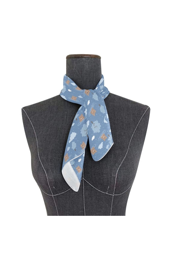 Wobogo Cute Bear Character Square Scarf 23.62 x 23.62 In Lightweight Polyester Silk-Feel Neck Scarf for Women Fashion Head Scarf Hair Wrap Bandana