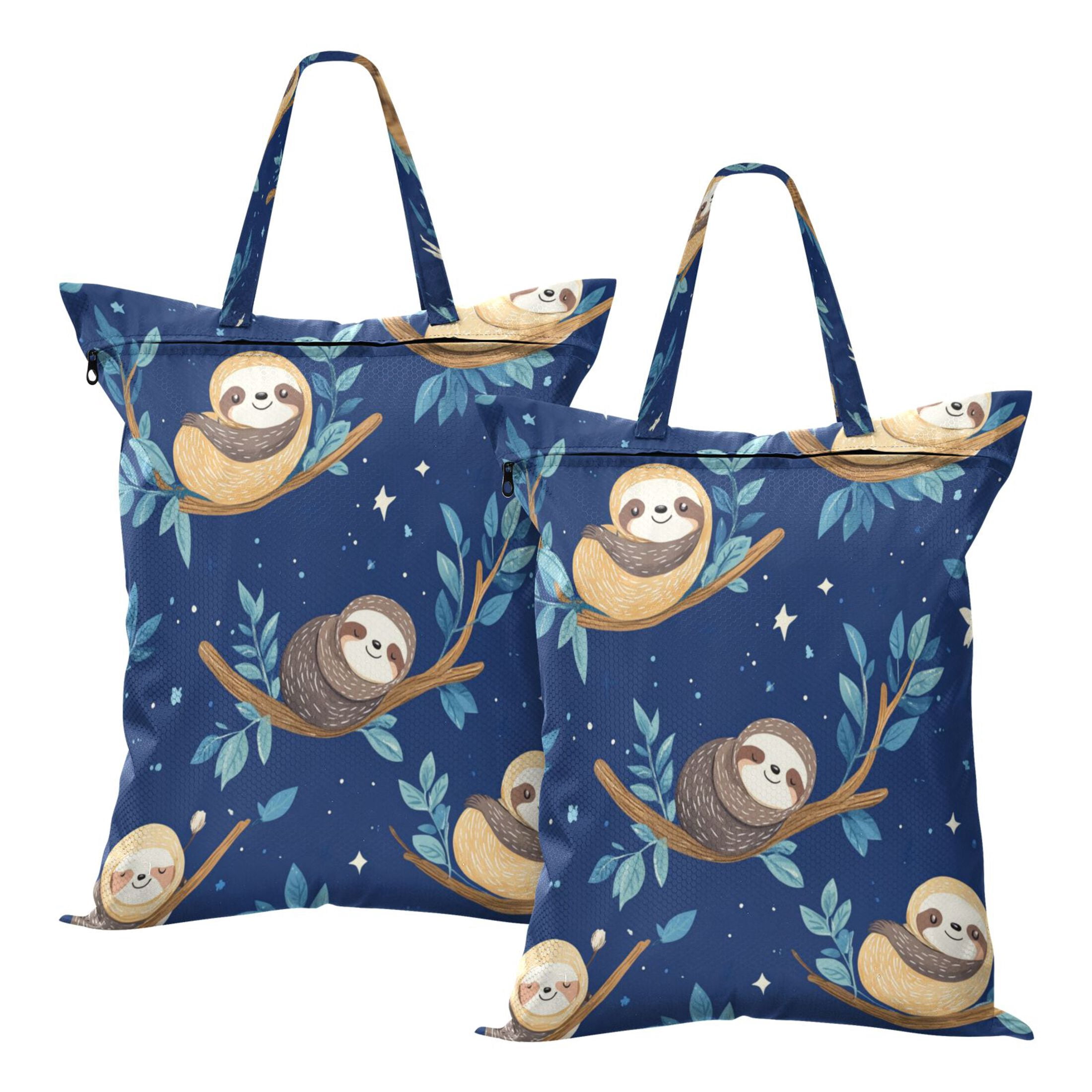 Sloth Handle Wobogo Cute Cartoon Sloth Pattern with Blue Background Travel Laundry ...