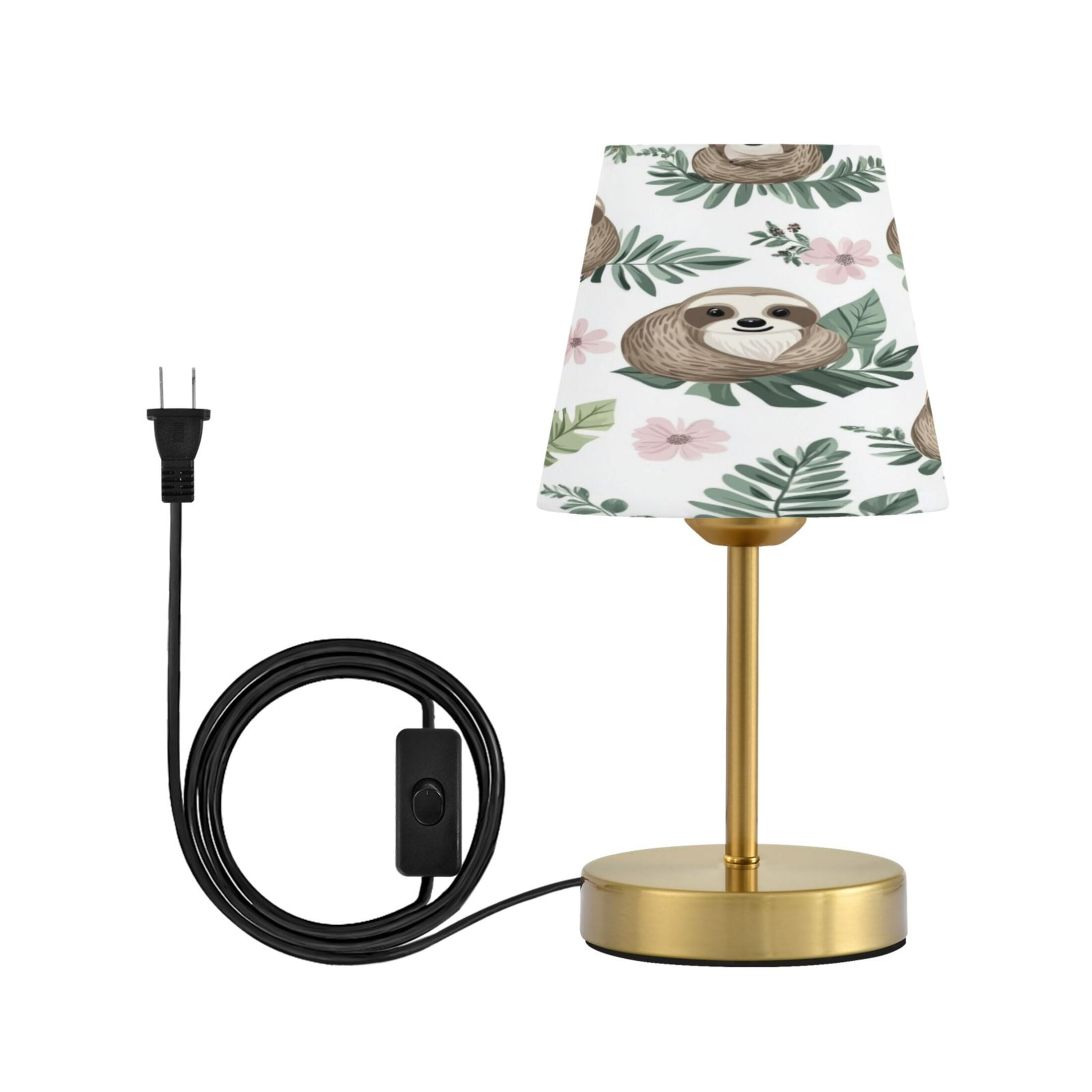 Wobogo Cute Cartoon Sloth Pattern with Tropical Leaves Table Lamps ...