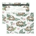 thumbnail image 1 of Wobogo Cute Cartoon Sloth Pattern with Tropical Leaves A4 Size Clear Polyester File Pocket Set of 2 Zipper Home Work Office Organizer, 1 of 7
