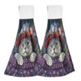 thumbnail image 1 of Wobogo Cute Cat Wearing Wreath Hand Towel Set of 2 Absorbent for Kitchen and Bathroom With Velcro Hanging Loop 18.2×14in, 1 of 7