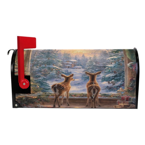 Wobogo Cute Deer Mailbox Cover Magnetic for Garden Yard Home Decor Standard Size 25.4×20.78in