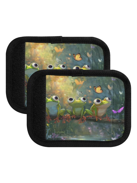 Cute Frog Luggage Handle Wrap 2Pcs Suitcase Identifier Travel Accessories Affordable Durable Concealed Tag For Airport Leaf