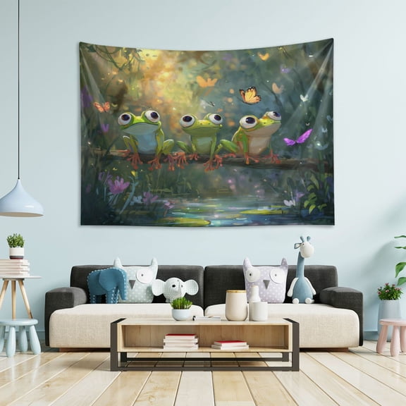 Wobogo Cute Frog Tapestry 60×51in Home Living Room Bedroom Wall Hanging Ornaments