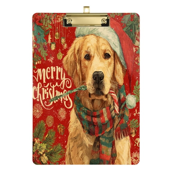 Wobogo Cute Golden Retriever Dog Acrylic Writing Pad Gold Clip Stardard Size A4 Office Decorative for Students Workers 12.5×9in