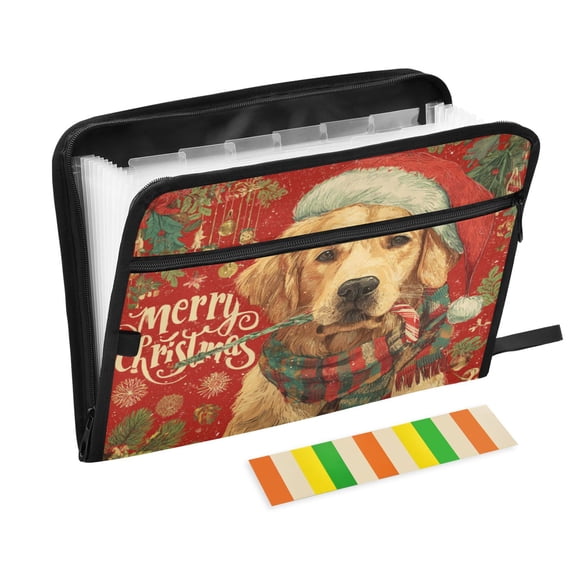 Wobogo Cute Golden Retriever Dog Expanding File Folder Letter Size Accordion Filing Organizer 13 Pocket Separate Organ Pocket