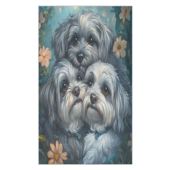 Wobogo Cute Gray Lhasa Apso Dogs Waffle Weave Kitchen Towels 1 Pack Absorbent Microfiber Dish Towels Quick Dry Cleaning Cloth