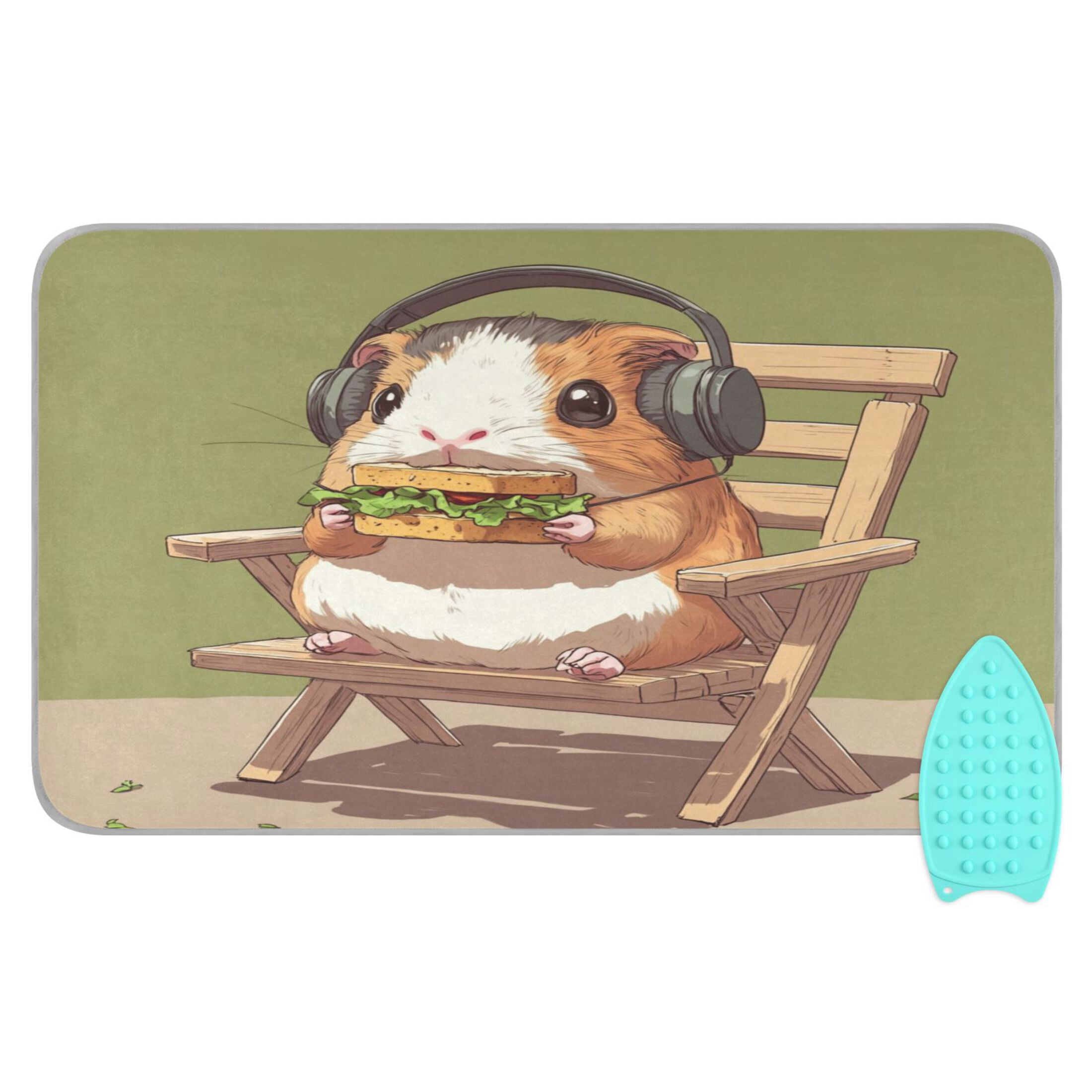 Gallery Detail: Wobogo Cute Guinea Pig Eating A Sandwich Ironing Mat Blanket