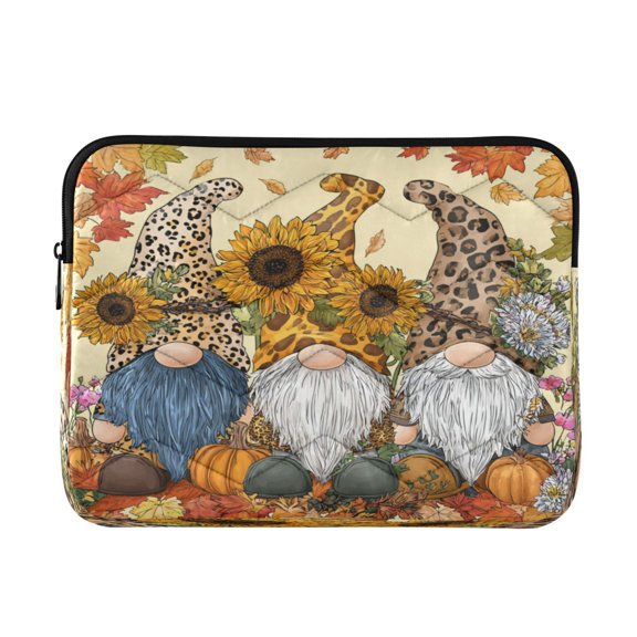 Wobogo Cute Leopard Skin Gnomes Laptop Sleeve 13.4 inch Lightweight Zipper Design Soft Padded Protection Against Scratches and Impacts