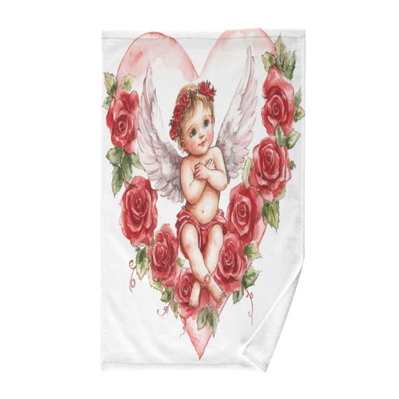 Wobogo Cute Little Angel Cupid Pattern Face Towel Soft Breathable Cotton Towel Set for Bathroom Kitchen Hotel Spa Gift Decor