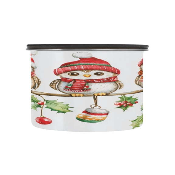 Wobogo Cute Owls Sitting on The Tree Food Storage Jars 304 Food Grade Stainless Steel Canisters With Vacuum Airtight Lids for Coffee Snacks Nuts Cereal 500ML