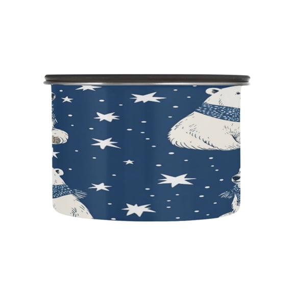 Wobogo Cute Polar Bears Pattern Food Storage Jars 304 Food Grade Stainless Steel Canisters With Vacuum Airtight Lids for Coffee Snacks Nuts Cereal 500ML