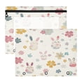 thumbnail image 1 of Wobogo Cute Rabbit Pattern A4 Size Clear Polyester File Pocket Set of 2 Zipper Home Work Office Organizer, 1 of 7