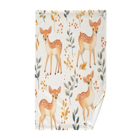 Wobogo Cute Sika Deer Face Towel Soft Breathable Cotton Towel Set for Bathroom Kitchen Hotel Spa Gift Decor