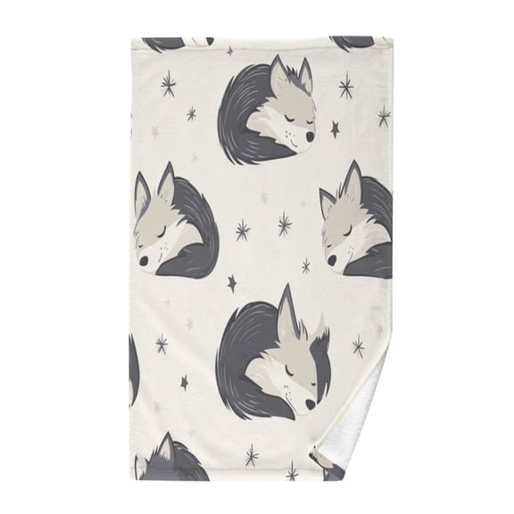 Wobogo Cute Sleeping Wolf Face Towel Soft Breathable Cotton Towel Set for Bathroom Kitchen Hotel Spa Gift Decor