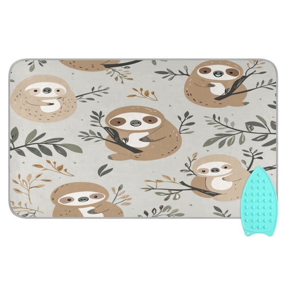 Wobogo Cute Sloth Pattern with Boho Elements Ironing Mat Blanket Quilted Washer Dryer Heat Resistant Pad Foldable for Easy Storage