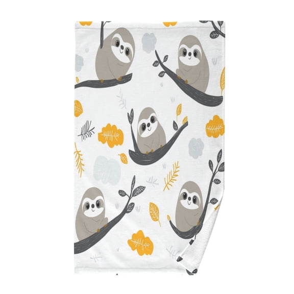 Wobogo Cute Sloth Patterns Lying on A Branch Face Towel Soft Breathable Cotton Towel Set for Bathroom Kitchen Hotel Spa Gift Decor