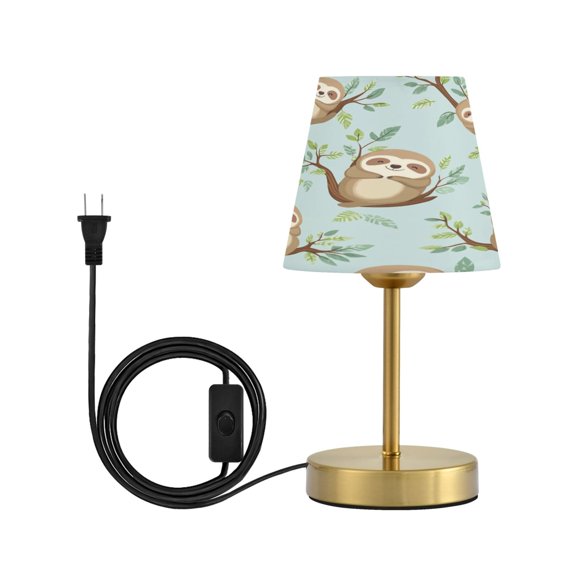 Wobogo Cute Sloth Sitting on Tree Pattern Table Lamps Three-channel Adjustable Lighted Antique Brass Metal Base Simple Modern Style for Bedroom Nightstands Living Room and Office