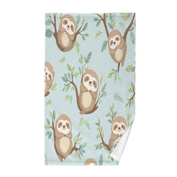 Wobogo Cute Sloth Sitting on Tree Pattern Face Towel Soft Breathable Cotton Towel Set for Bathroom Kitchen Hotel Spa Gift Decor
