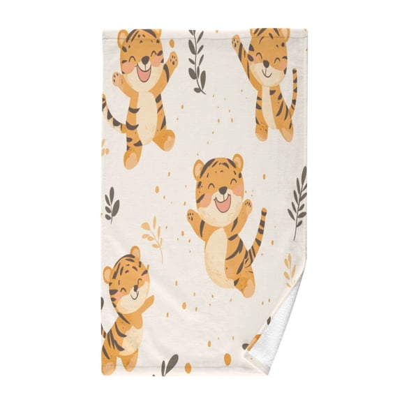 Wobogo Cute Smile Jumping Tiger Face Towel Soft Breathable Cotton Towel Set for Bathroom Kitchen Hotel Spa Gift Decor