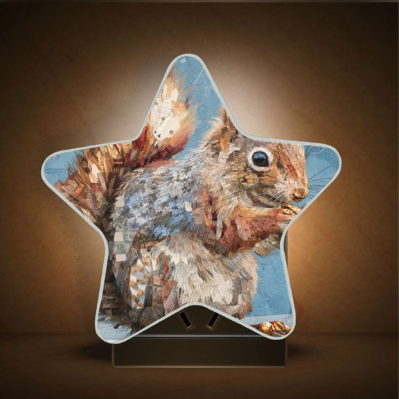 Wobogo Cute Squirrel LED Star Night Light 0.2 Watt Wall Plug Dusk to Dawn Auto Switch Adjustable Brightness Soft White Light