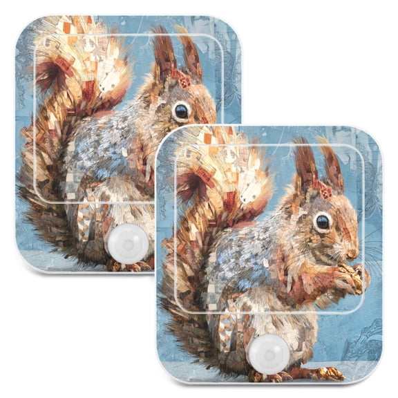 Wobogo Cute Squirrel Night Light Lamp Set of 2 with Smart Sensor Dusk to Dawn Sensor 0.6W Plug-in