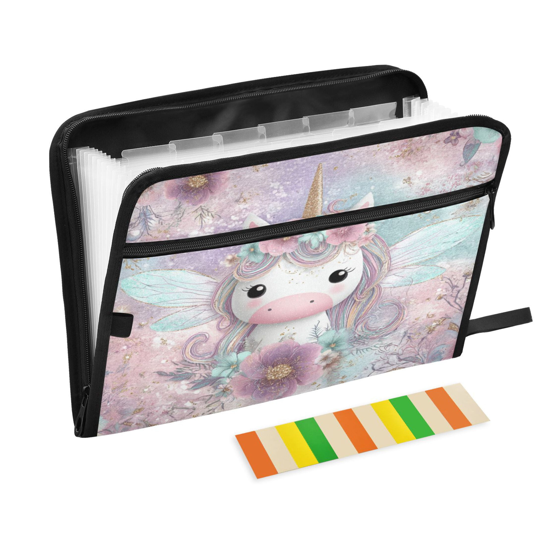 Wobogo Cute Unicorn Expanding File Folder Letter Size Accordion Filing Organizer 13 Pocket Separate Organ Pocket