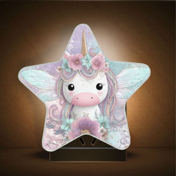 Wobogo Cute Unicorn LED Star Night Light 0.2 Watt Wall Plug Dusk to Dawn Auto Switch Adjustable Brightness Soft White Light