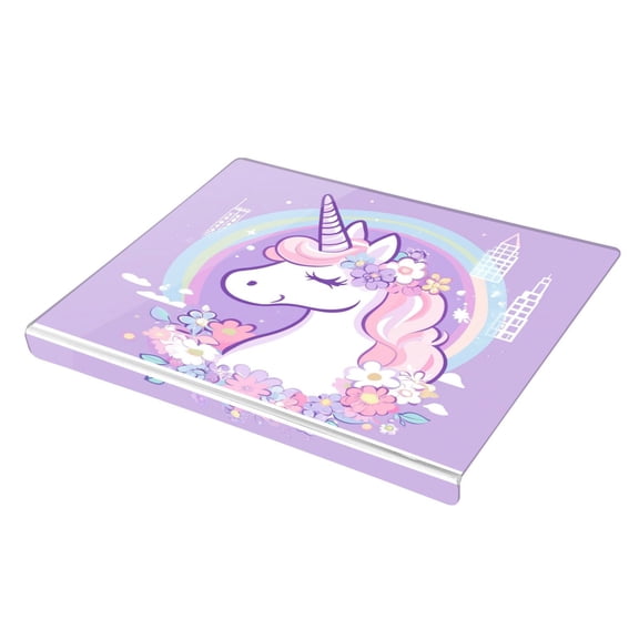 Wobogo Cute Unicorn Purple Pattern Acrylic Cutting Board with Counter Lip 16.5"x13.4 Perfect for Bread Meat Veggies & More Great Kitchen Essential Gadgets & Decor