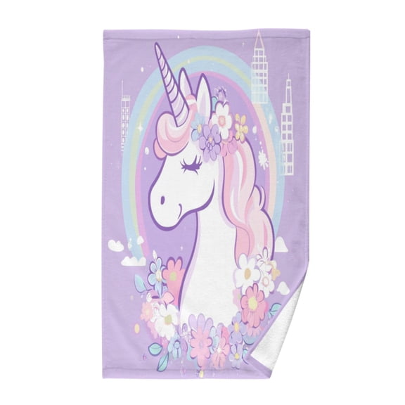 Wobogo Cute Unicorn Purple Pattern Face Towel Soft Breathable Cotton Towel Set for Bathroom Kitchen Hotel Spa Gift Decor