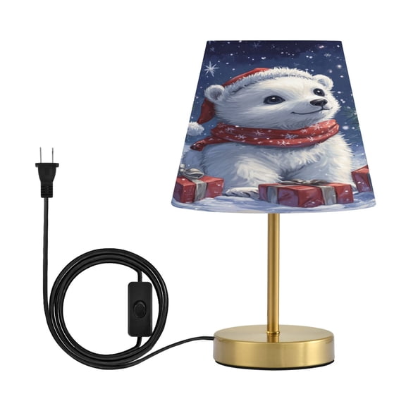 Wobogo A Cute White Polar Bear Table Lamps Three-channel Adjustable Lighted Antique Brass Metal Base Simple Modern Style for Bedroom Nightstands Living Room and Office