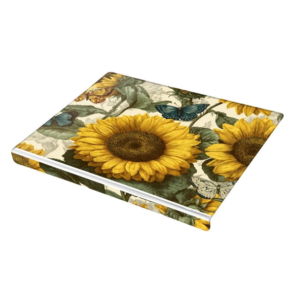 Wobogo Cyan Butterfly Sunflower Acrylic Cutting Board with Counter Lip 16.5"x13.4 Perfect for Bread Meat Veggies & More Great Kitchen Essential Gadgets & Decor
