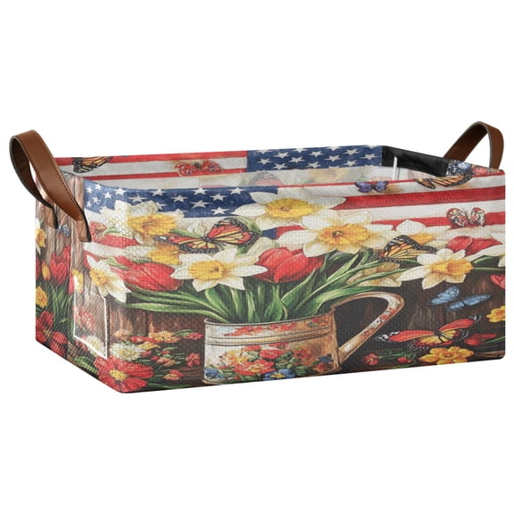Wobogo Daffodil Pots Storage Basket Soccer Plaid Fabric Oversized Collapsible Hoard Box with Metal Iron Frame 16.9×11.4×7.7in