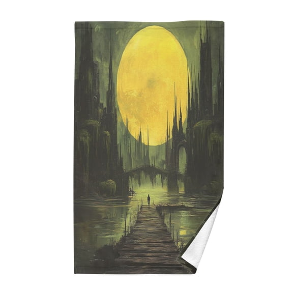 Wobogo Dark Ancient City Face Towel Soft Breathable Cotton Towel Set for Bathroom Kitchen Hotel Spa Gift Decor