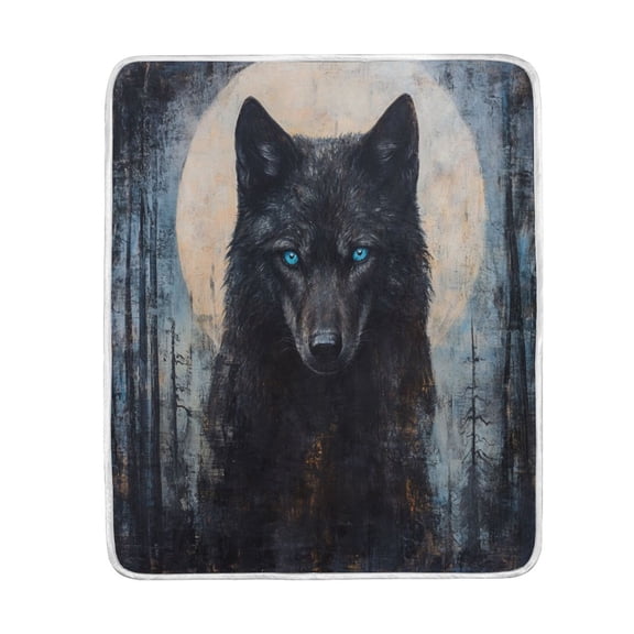 Wobogo Dark Forest Wolf King Flannel Fleece Bed Blanket as Bedspread Coverlet Sofa blankets (80x60in) Soft Lightweight Warm and Cozy