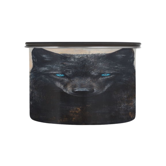 Wobogo Dark Forest Wolf King Food Storage Jars 304 Food Grade Stainless Steel Canisters With Vacuum Airtight Lids for Coffee Snacks Nuts Cereal 500ML