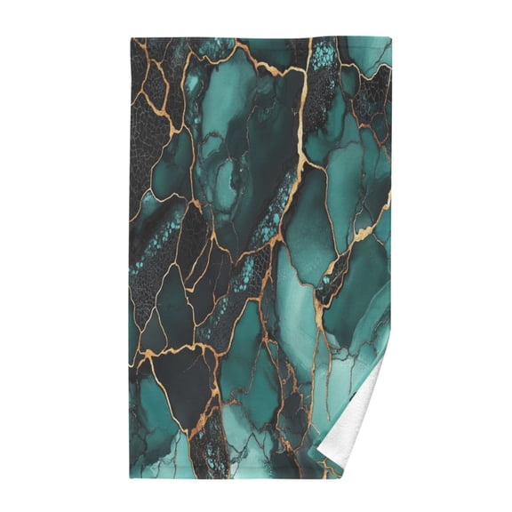 Wobogo Dark Green Gild Marbles Face Towel Soft Breathable Cotton Towel Set for Bathroom Kitchen Hotel Spa Gift Decor