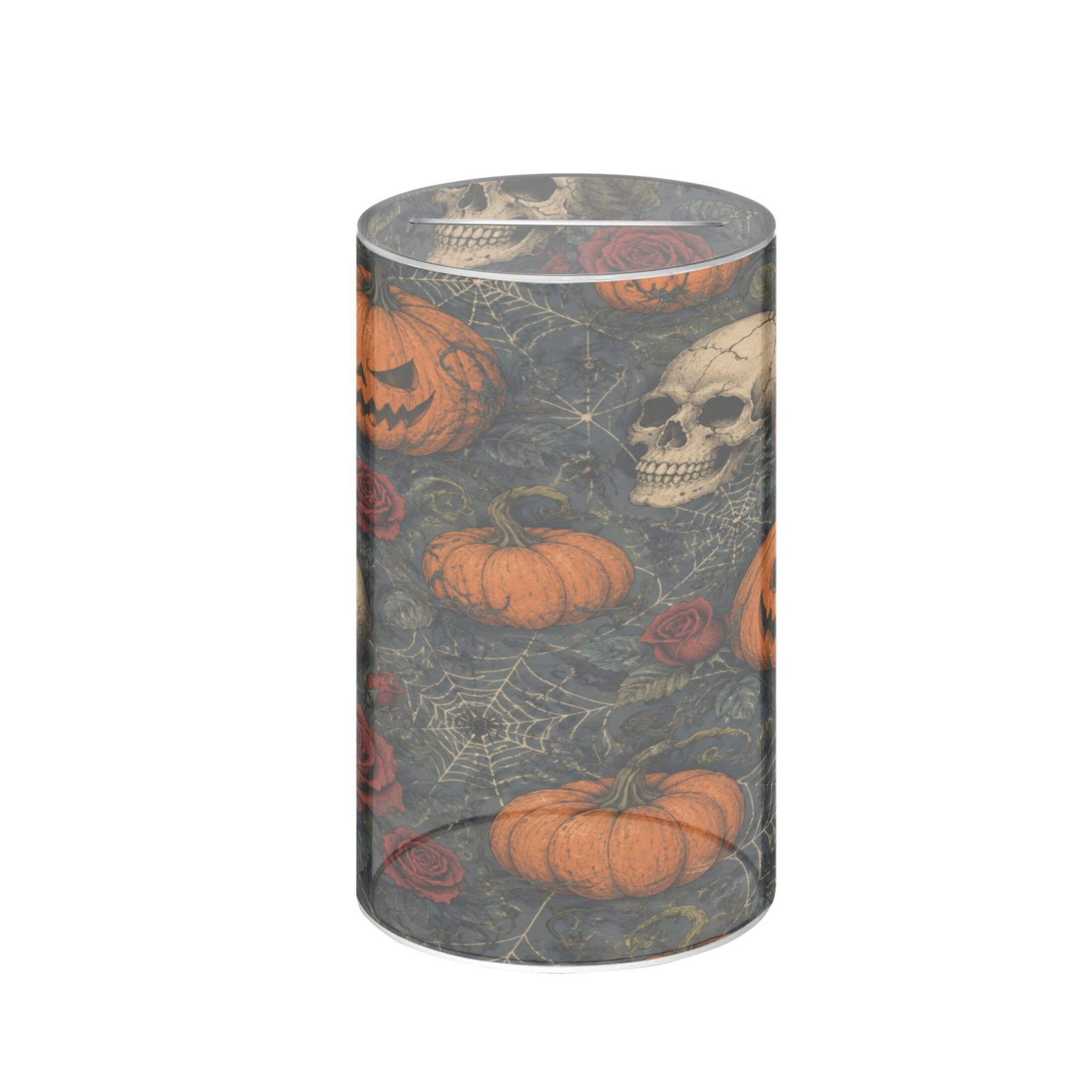 Wobogo Dark Pumpkin Skull Acrylic Piggy Bank with Translucent Design ...