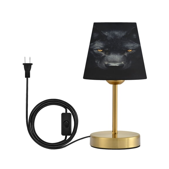Wobogo Dark Wolf Face Table Lamps Three-channel Adjustable Lighted Antique Brass Metal Base Simple Modern Style for Bedroom Nightstands Living Room and Office