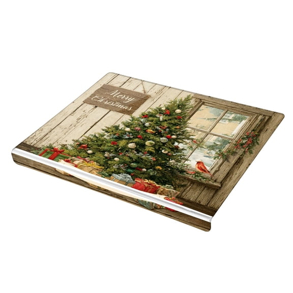 Wobogo Dazzling Christmas Tree Acrylic Cutting Board with Counter Lip 16.5"x13.4 Perfect for Bread Meat Veggies & More Great Kitchen Essential Gadgets & Decor