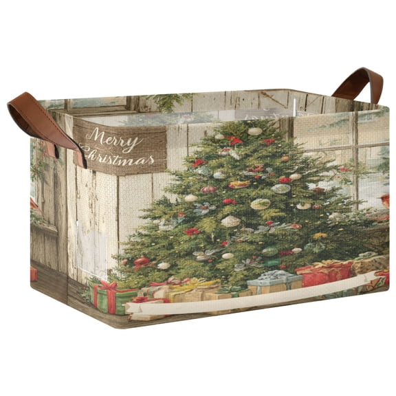 Wobogo Dazzling Christmas Tree Storage Basket 16.9×11.4×10in Collapsible Oversized with Metal Iron Frame